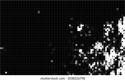An abstract halftone texture. Black and white pattern of dots on a white background. Texture for printing on business cards, badges, posters, labels