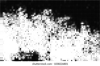 An abstract halftone texture. Black and white pattern of dots on a white background. Texture for printing on business cards, badges, posters, labels
