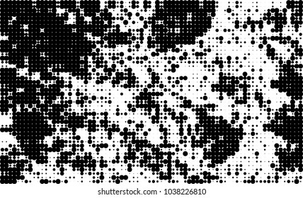 An abstract halftone texture. Black and white pattern of dots on a white background. Texture for printing on business cards, badges, posters, labels