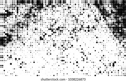 An abstract halftone texture. Black and white pattern of dots on a white background. Texture for printing on business cards, badges, posters, labels