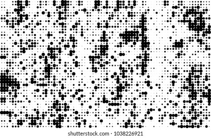 An abstract halftone texture. Black and white pattern of dots on a white background. Texture for printing on business cards, badges, posters, labels