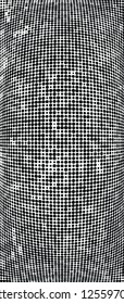 Abstract halftone texture is black and white. Convex background of dots randomly arranged