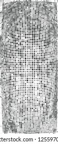 Abstract halftone texture is black and white. Convex background of dots randomly arranged