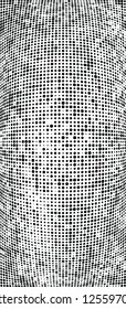Abstract halftone texture is black and white. Convex background of dots randomly arranged