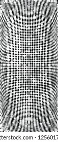 Abstract halftone texture is black and white. Convex background of dots randomly arranged