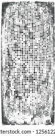 Abstract halftone texture is black and white. Convex background of dots randomly arranged