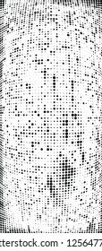 Abstract halftone texture is black and white. Convex background of dots randomly arranged