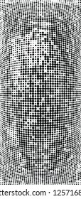 Abstract halftone texture is black and white. Convex background of dots randomly arranged