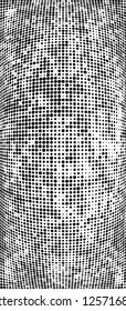 Abstract halftone texture is black and white. Convex background of dots randomly arranged