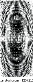 Abstract halftone texture is black and white. Convex background of dots randomly arranged