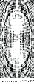 Abstract halftone texture is black and white. Convex background of dots randomly arranged