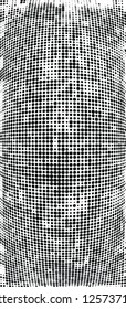 Abstract halftone texture is black and white. Convex background of dots randomly arranged