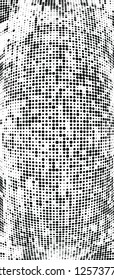 Abstract halftone texture is black and white. Convex background of dots randomly arranged