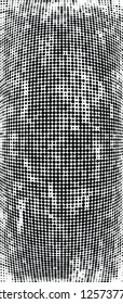 Abstract halftone texture is black and white. Convex background of dots randomly arranged