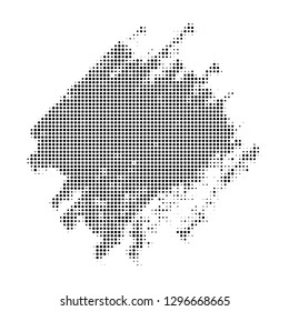 An abstract halftone texture. Black and white pattern of dots on a white background.