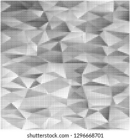An abstract halftone texture. Black and white pattern of dots on a white background.