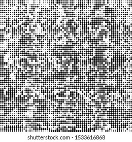 Abstract halftone texture. Chaotic background of black dots on white