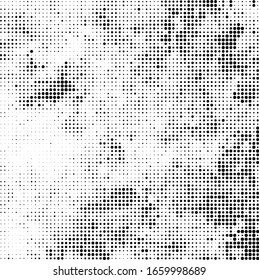 Abstract halftone texture. Chaotic background of black dots on white