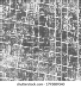 Abstract halftone texture. Chaotic background of black dots on white