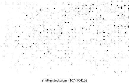 An abstract halftone texture. A chaotic pattern of black dots on a white background