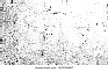 An abstract halftone texture. A chaotic pattern of black dots on a white background
