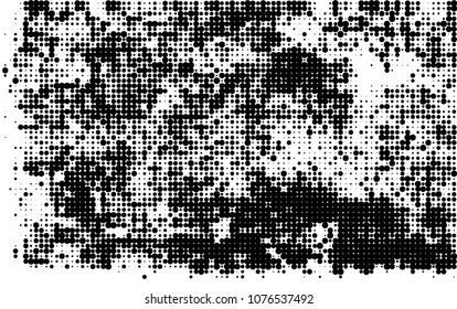 An abstract halftone texture. A chaotic pattern of black dots on a white background