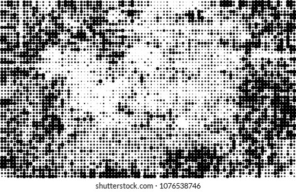 An abstract halftone texture. A chaotic pattern of black dots on a white background