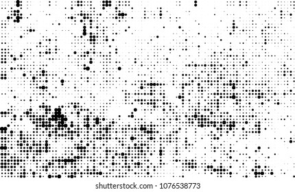 An abstract halftone texture. A chaotic pattern of black dots on a white background