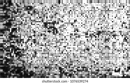 An abstract halftone texture. A chaotic pattern of black dots on a white background