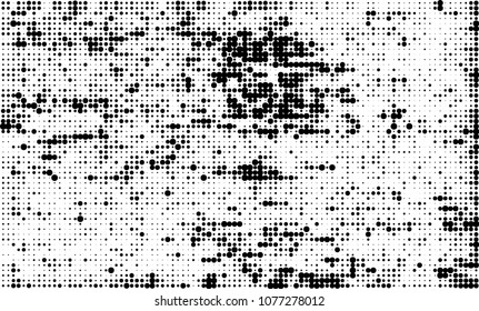 An abstract halftone texture. A chaotic pattern of black dots on a white background