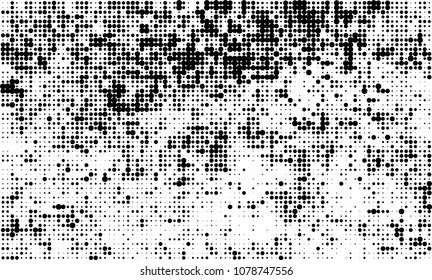 An abstract halftone texture. A chaotic pattern of black dots on a white background