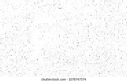 An abstract halftone texture. A chaotic pattern of black dots on a white background