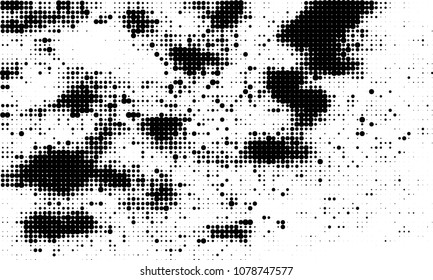 An abstract halftone texture. A chaotic pattern of black dots on a white background