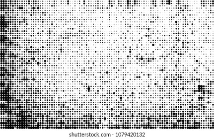 An abstract halftone texture. A chaotic pattern of black dots on a white background