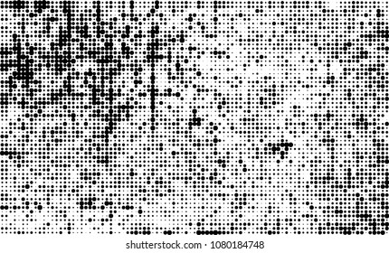 An abstract halftone texture. A chaotic pattern of black dots on a white background