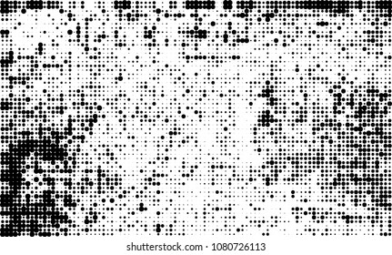 An abstract halftone texture. A chaotic pattern of black dots on a white background