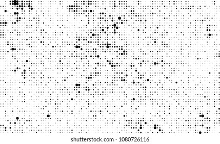 An abstract halftone texture. A chaotic pattern of black dots on a white background