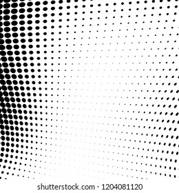 Abstract halftone texture. Chaotic pattern of black dots on white background. Futuristic grunge surface