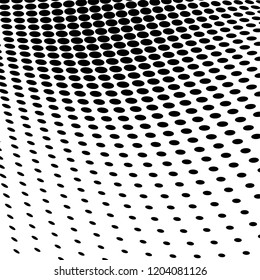 Abstract halftone texture. Chaotic pattern of black dots on white background. Futuristic grunge surface