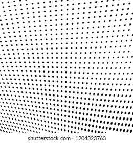 Abstract halftone texture. Chaotic pattern of black dots on white background. Futuristic grunge surface