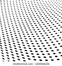 Abstract halftone texture. Chaotic pattern of black dots on white background. Futuristic grunge surface