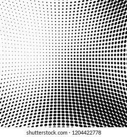 Abstract halftone texture. Chaotic pattern of black dots on white background. Futuristic grunge surface
