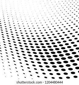 Abstract halftone texture. Chaotic pattern of black dots on white background. Futuristic grunge surface