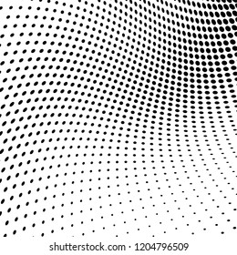 Abstract halftone texture. Chaotic pattern of black dots on white background. Futuristic grunge surface