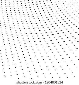 Abstract halftone texture. Chaotic pattern of black dots on white background. Futuristic grunge surface