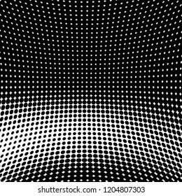 Abstract halftone texture. Chaotic pattern of black dots on white background. Futuristic grunge surface