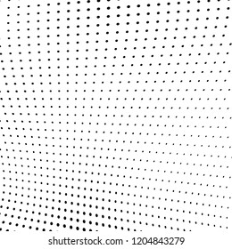 Abstract halftone texture. Chaotic pattern of black dots on white background. Futuristic grunge surface