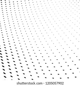 Abstract halftone texture. Chaotic pattern of black dots on white background. Futuristic grunge surface