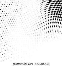 Abstract halftone texture. Chaotic pattern of black dots on white background. Futuristic grunge surface