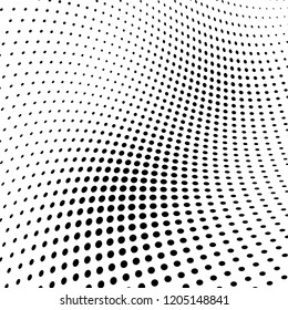 Abstract halftone texture. Chaotic pattern of black dots on white background. Futuristic grunge surface